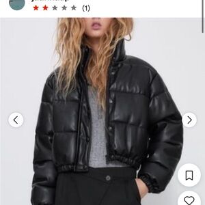 Zara Faux Leather Puffer Jacket